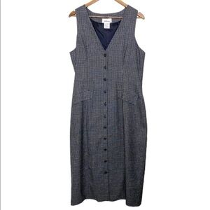 Vintage Worthington 90s Y2K Clueless Midi Button Micro Plaid Dress